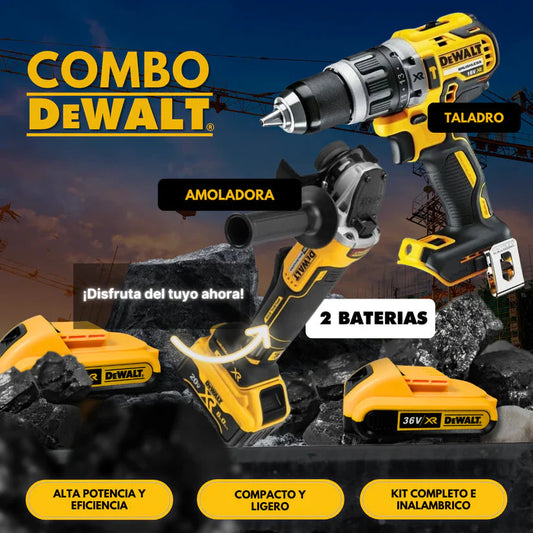 KIT DEWALT TALADRO DEWALT + AMOLADORA DE ALTA POTENCIA